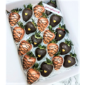 20pcs Bronze x Black Gold Heart Chocolate Strawberries Gift Box (All Dark Chocolate) 